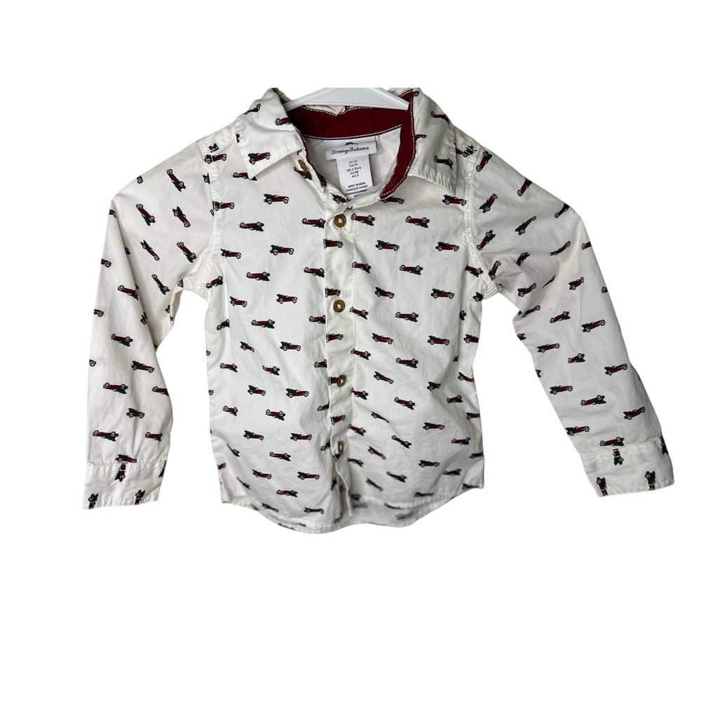 Tommy Bahama Kids Button-Up Shirt‎ | Size 3T | Holiday Car Print | 100% Cotton - Picture 2 of 6